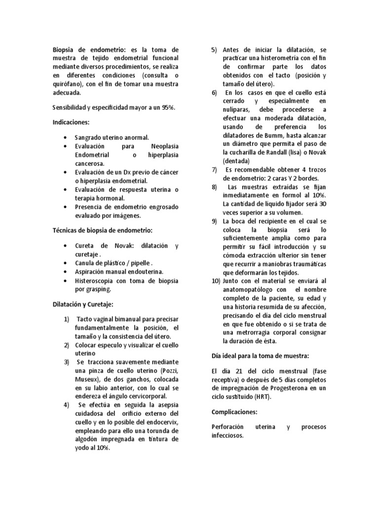 Biopsia de Endometrio: Indicaciones y Técnicas | PDF | Biopsia | La ...