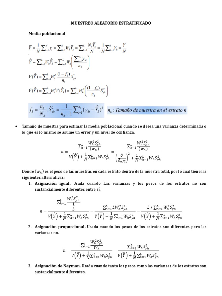 Muestreo Aleatorio Estratificado: Métodos y Cálculos | PDF | Regresión ...