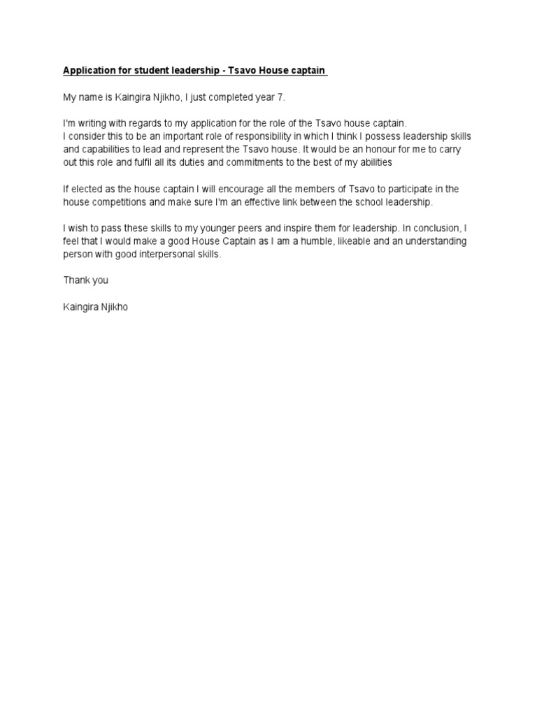 Tsavo House Captain Application PDF