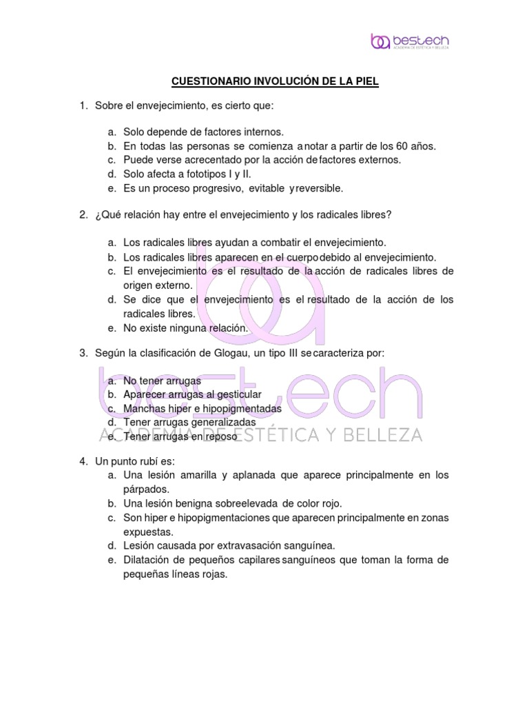 Involución cutánea y envejecimiento piel | PDF | Piel | Epidermis