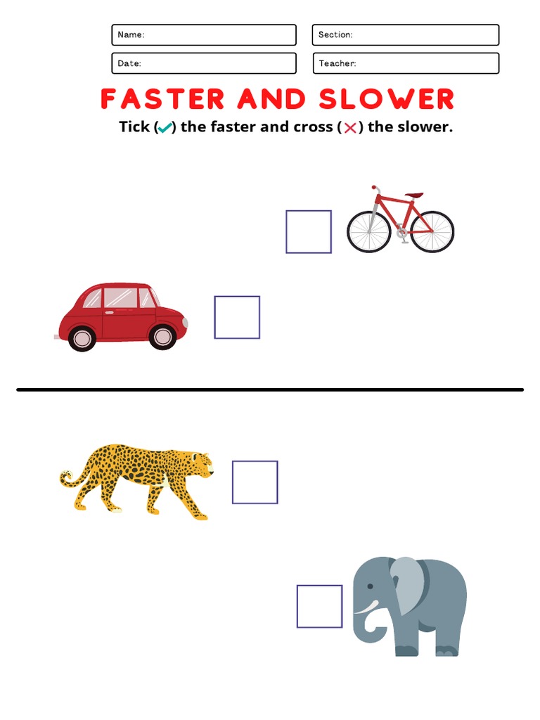 Speed Comparison for Kids | PDF