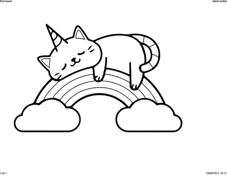 Unicorn Cat Coloring Page | PDF