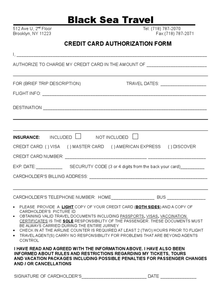 Credit Card Authorization Form | PDF | Business, image size:768x1024