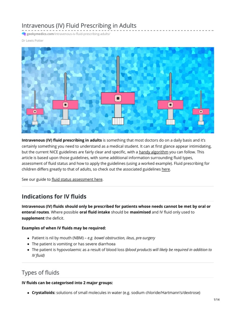 EmskfjekIntravenous IV Fluid Prescribing in Adults PDF Blood Pressure Dehydration