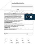 Personal Interview Evaluation Form 2023