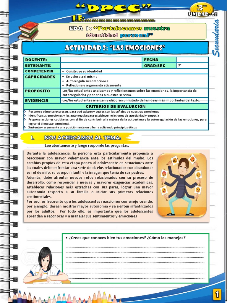 3° DPCC - Actv.02-Exp.1 2023 | PDF | Las emociones | Aprendizaje