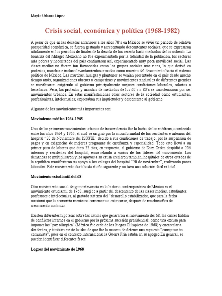 Crisis social y económica en México (1968-1982) | PDF | México | Inflación