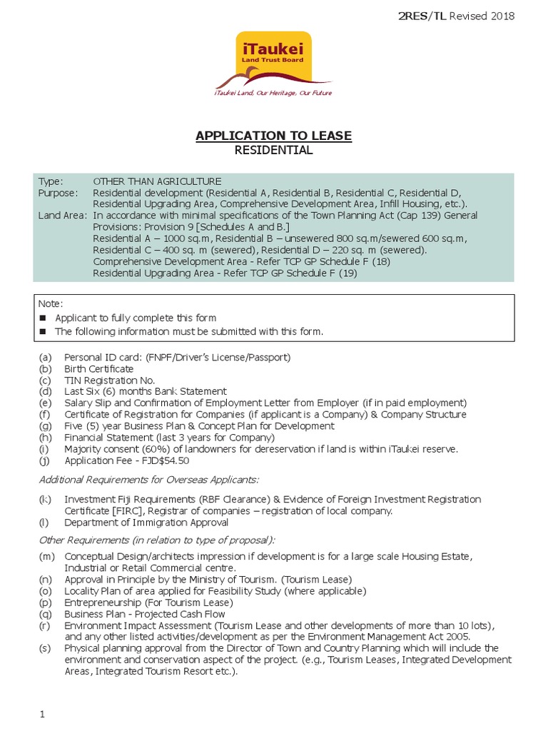 TLTB Residential Lease Application Form | PDF | Banks | Mortgage Loan