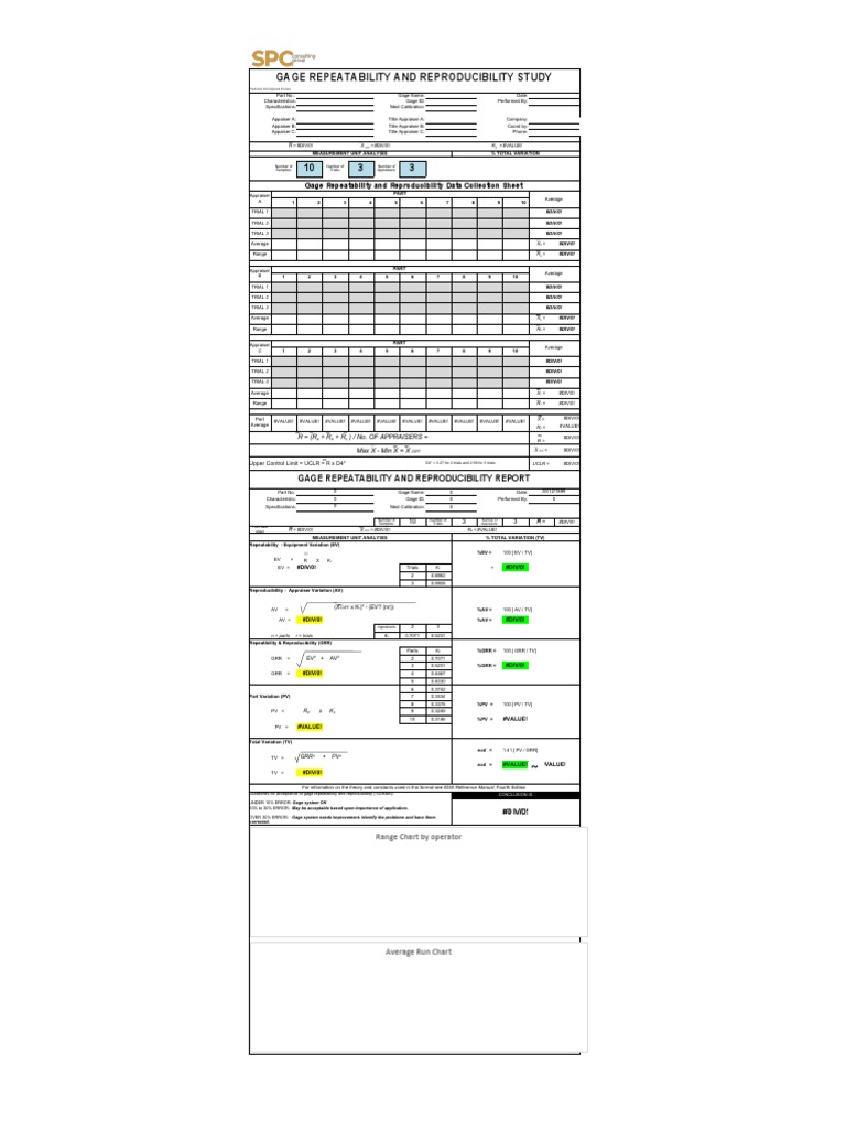 Gage R&R Study Data Collection Sheet | PDF | Analysis | Science