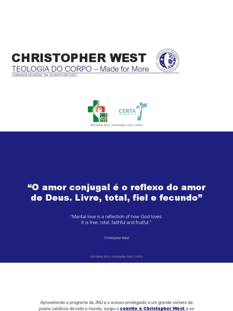 Jmj lisboa 23 made for more christopher west certa pdf lisboa