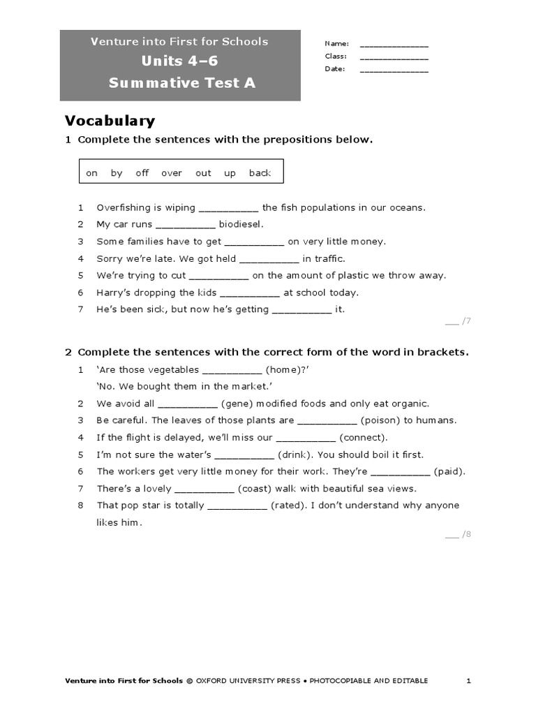 Venture into First Summative Test A | PDF | Ice