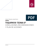 Tiquipaya "Zona 0" Conclusiones, Recomendaciones y Plan de Acciones