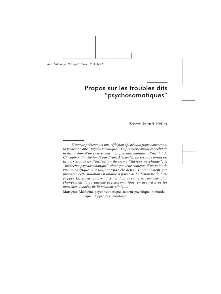 Réflexions sur la médecine psychosomatique | PDF | Paradigme | Théorie