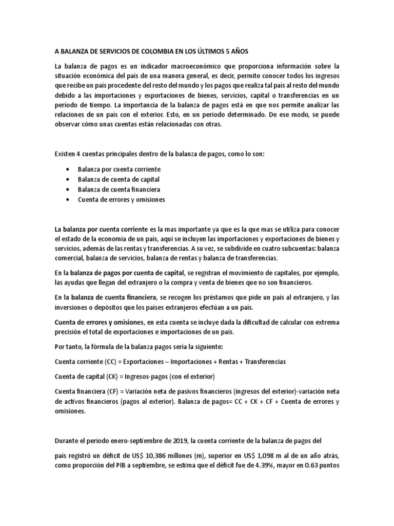 Balanza de Pagos en Colombia 2019-2023 | PDF | Balance de pagos ...