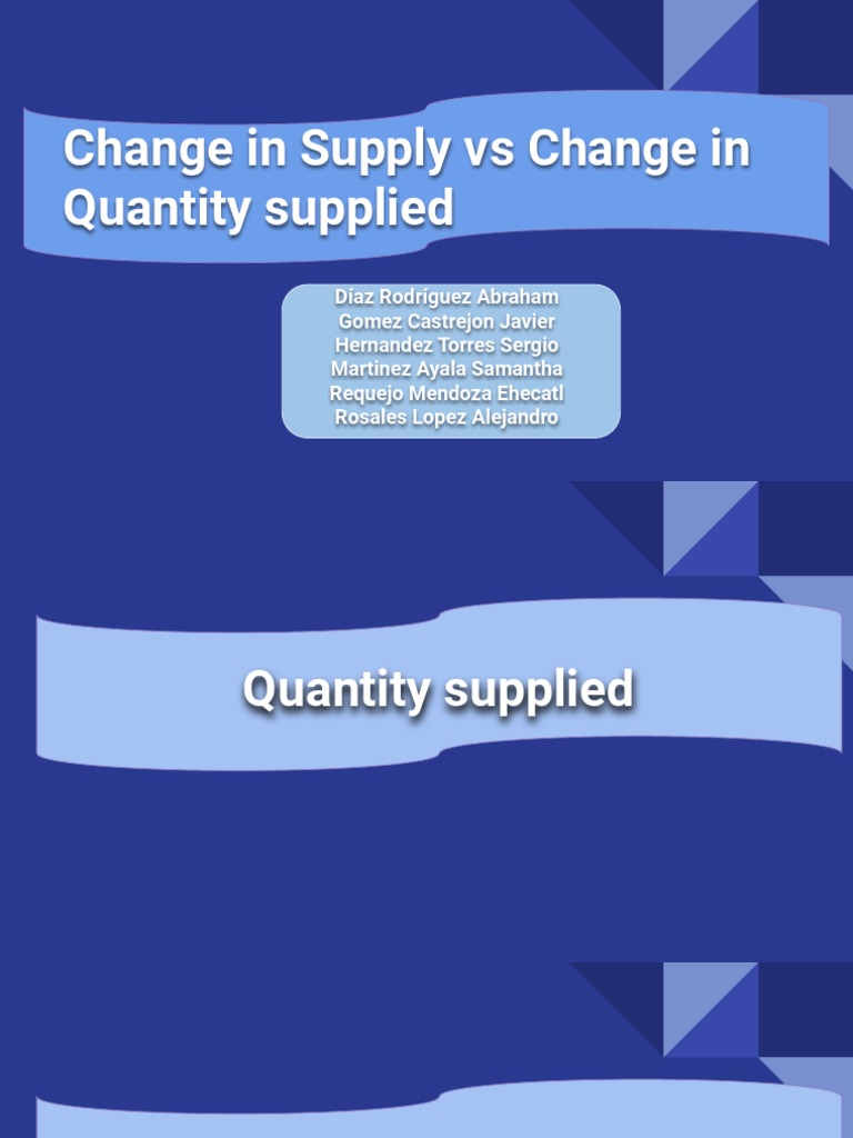 Change in Supply Vs Change in Quantity Supplied PDF