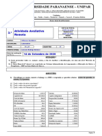 Atividade Avaliativa Remota 3º Bimestre 2020