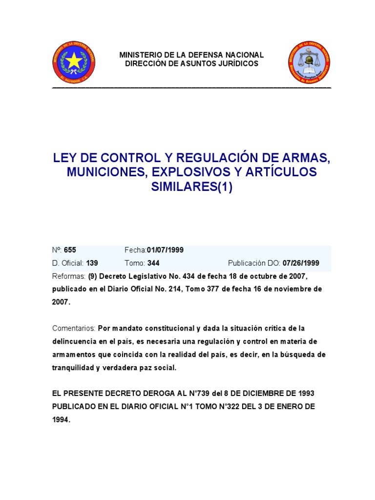 Ley de Control y Regulación de Armas Municiones Explosivos y Artículos