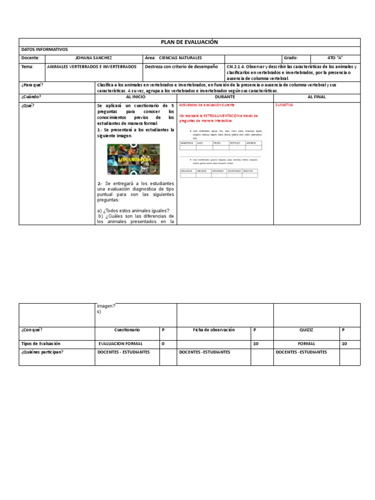 Formato Plan de Evaluación-1 | PDF | Evaluación