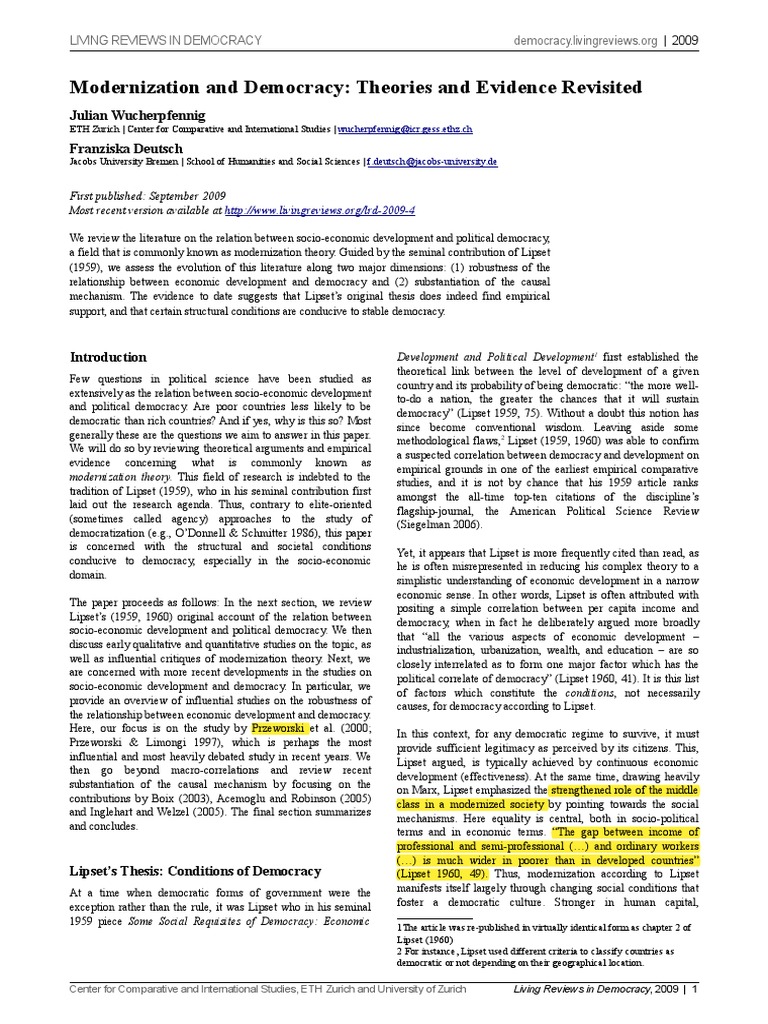 Modernization Theory and Democracy Review | PDF | Modernization Theory ...