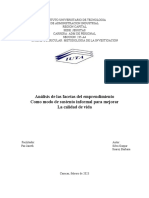 Análisis de Las Facetas Del Emprendimiento Como Modo de Sustento Informal para Mejorar La Calidad de Vida