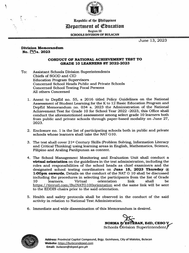 Div Memo No. 249 S. 2023 | PDF