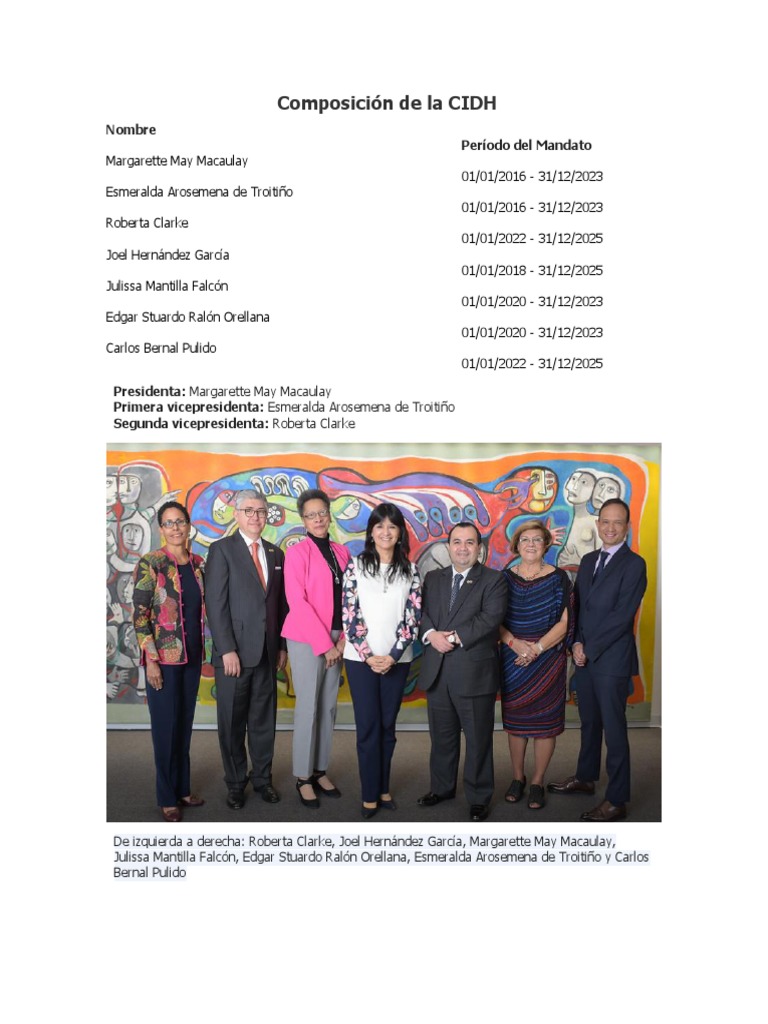 Composición y Funciones de la CIDH | PDF | Convenio europeo de derechos ...