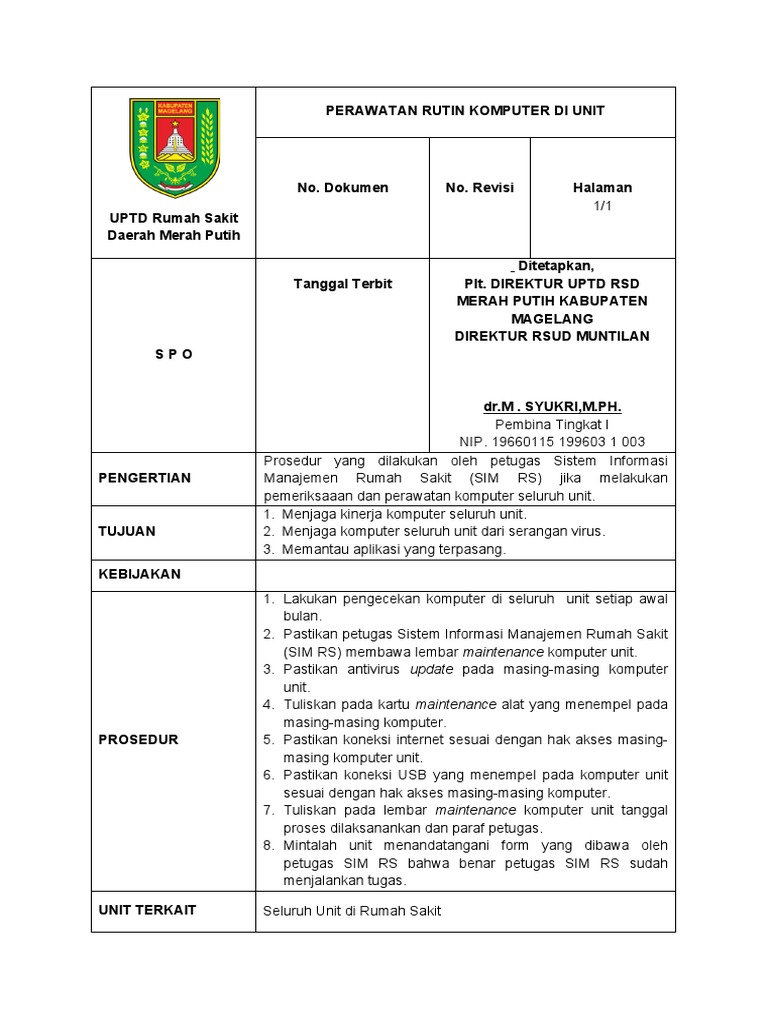 003.prosedur Perawatan Rutin Komputer Unit 1 | PDF