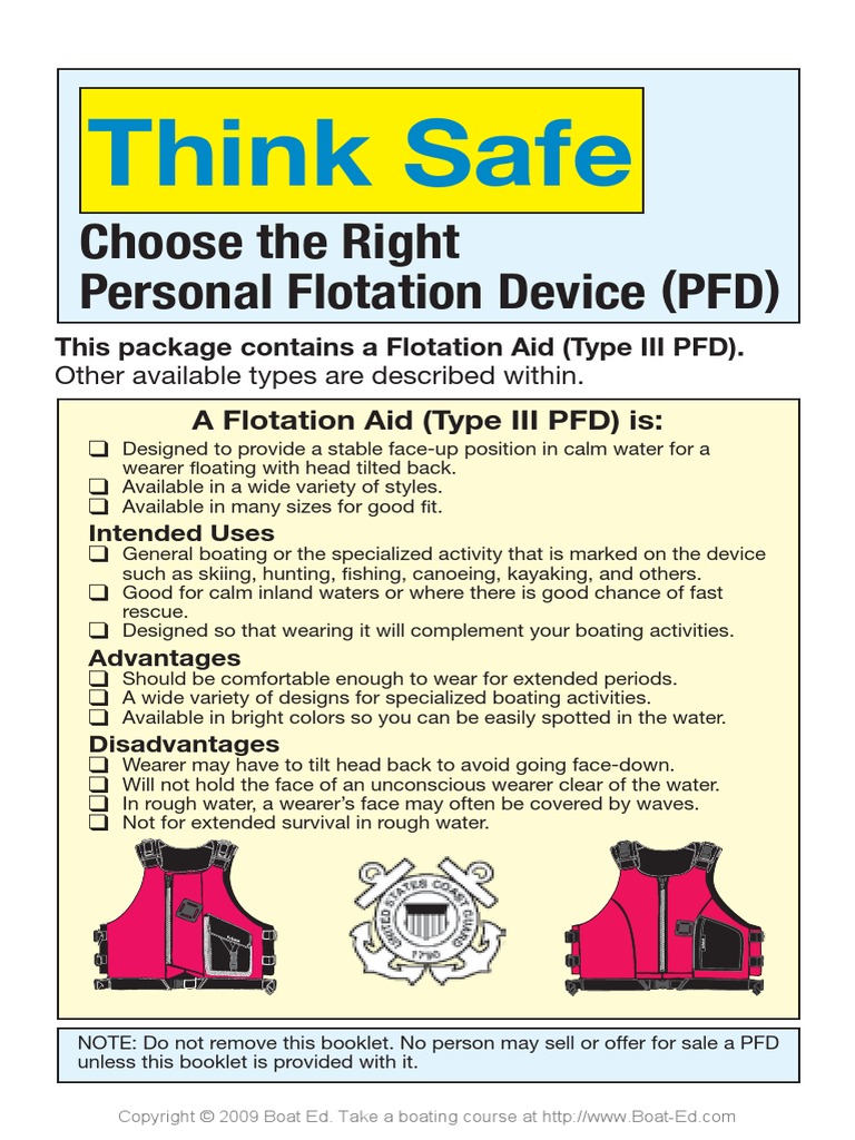 Think Safe Choose The Right PFD | PDF | Manufactured Goods | Equipment