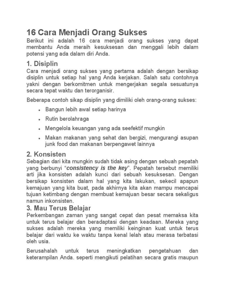 16 Cara Menjadi Orang Sukses Pdf