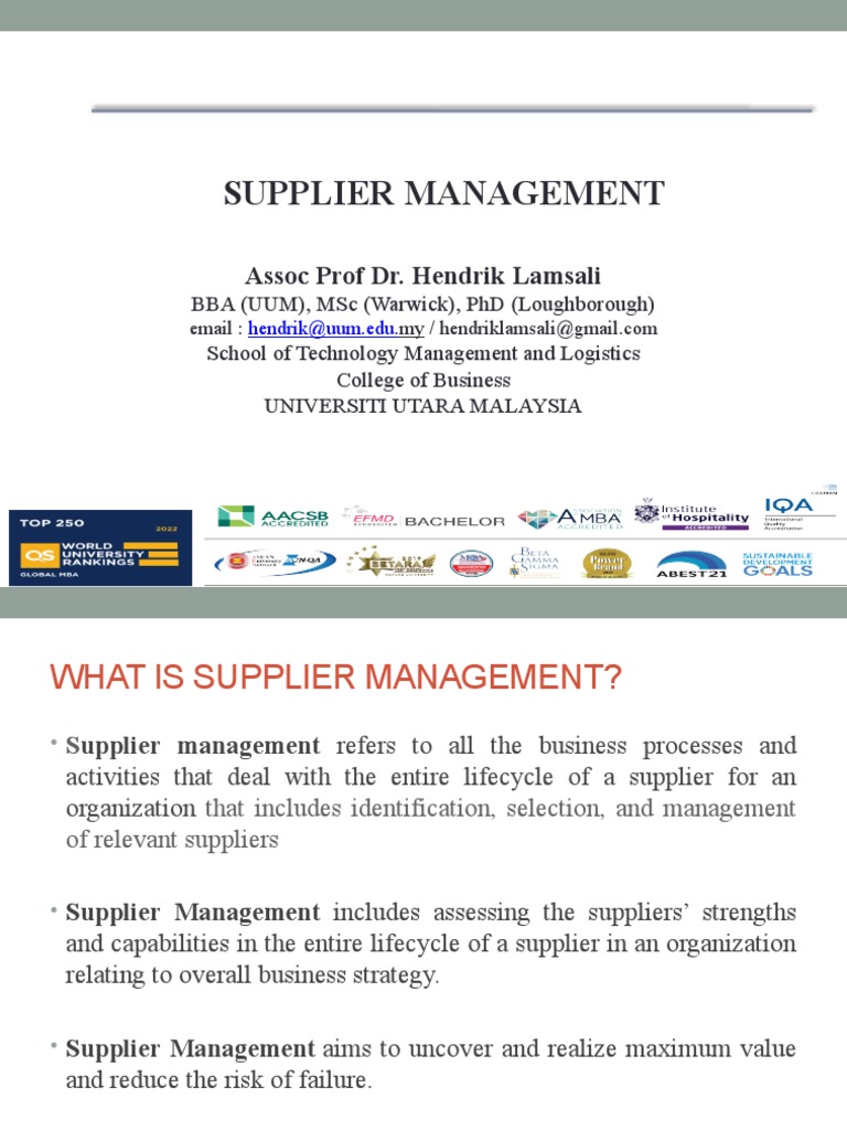 Supplier Management | PDF | Supply Chain | Risk