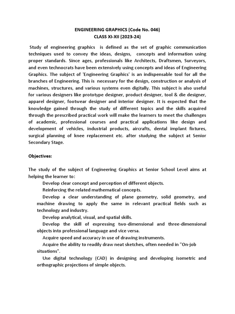 Engineering Graphics Curriculum 2023-24 | PDF | Shape | Screw