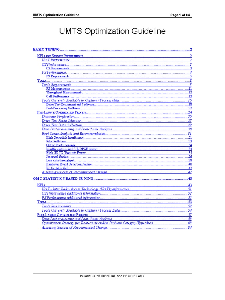 UMTS Optimization Guideline | PDF | High Speed Packet Access | Network ...