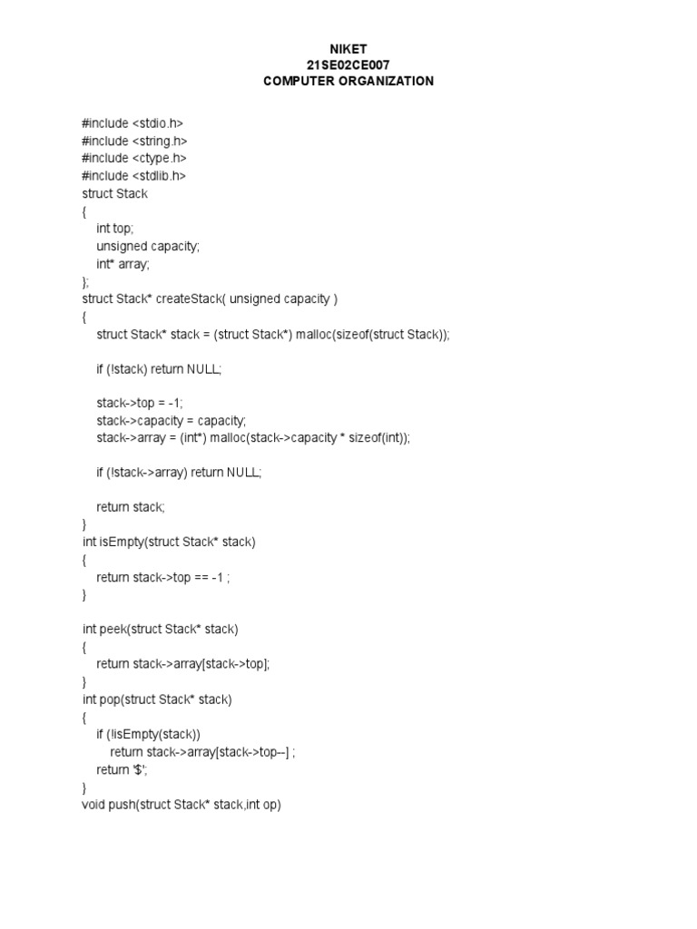 Postfix Expression Evaluation in C | PDF