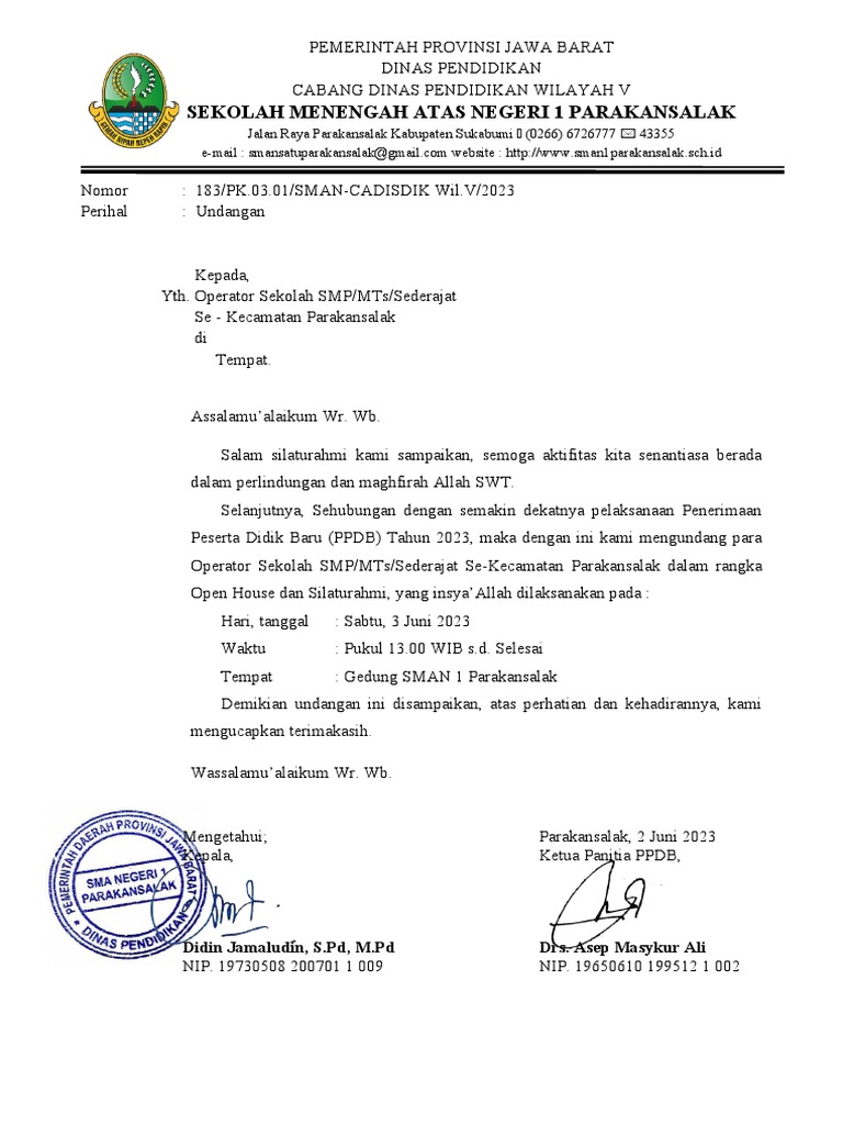 Undangan Open House OPS Sekolah | PDF