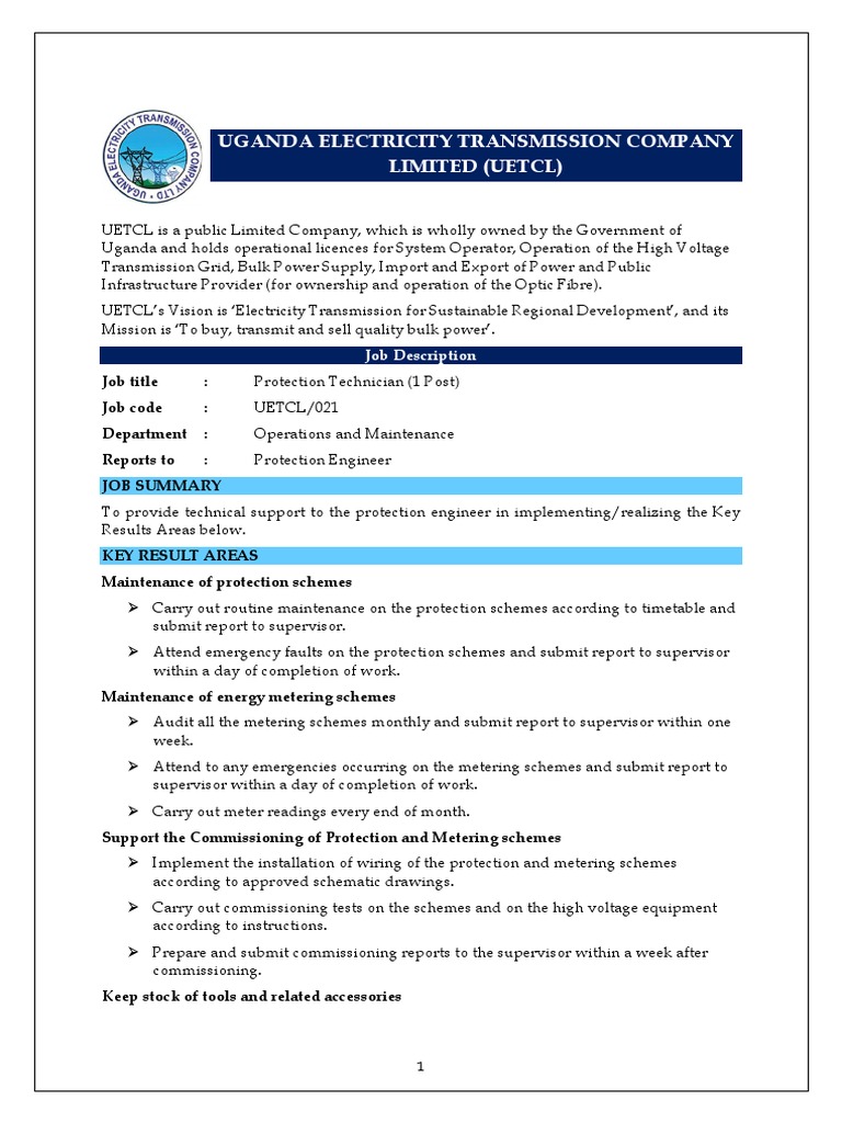 Protection Technician UETCL021 PDF Electric Power Transmission