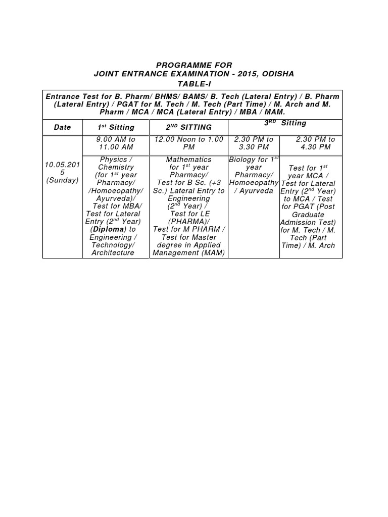 5 - Examination Time Table | PDF