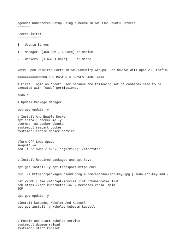 Kubernetes Setup on AWS EC2 Ubuntu | PDF | Utility Software | Systems ...