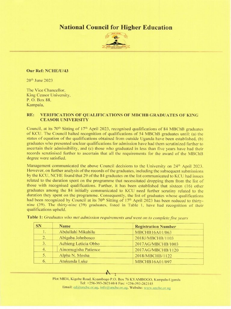 Verification of Qualification of MBCHB Graduates of KCU 21062023 PDF