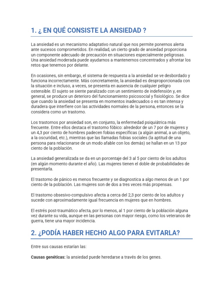Comprendiendo la Ansiedad Generalizada | PDF | Ansiedad | Trastorno de ...