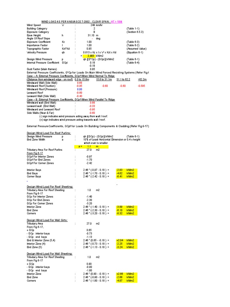 Wind Load Calculations per ASCE 7-05 | PDF | Wound | Windward And Leeward