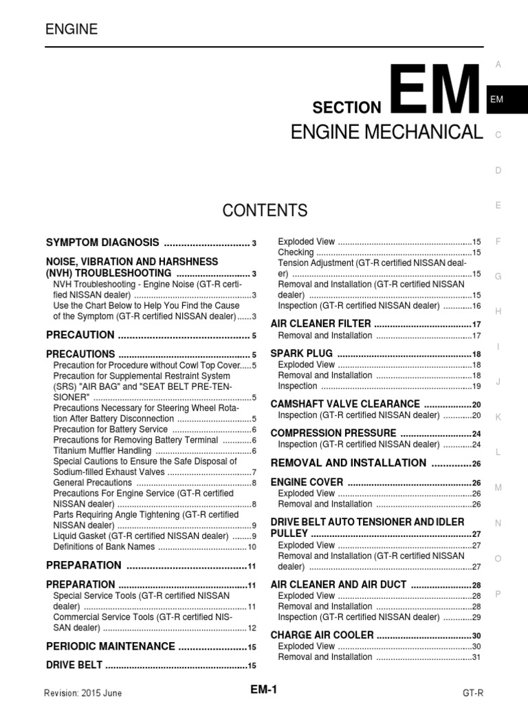 GT-R Engine Mechanical Diagnosis Guide | PDF | Airbag | Belt (Mechanical)