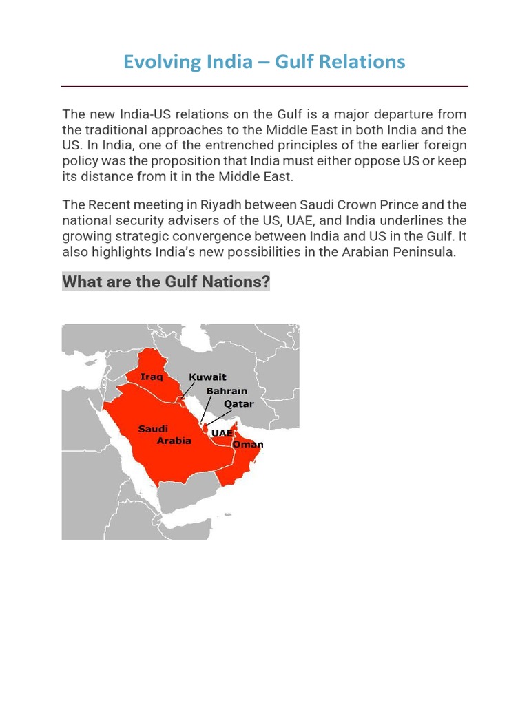 Evolving India - Gulf Relations | PDF | Gulf Cooperation Council ...