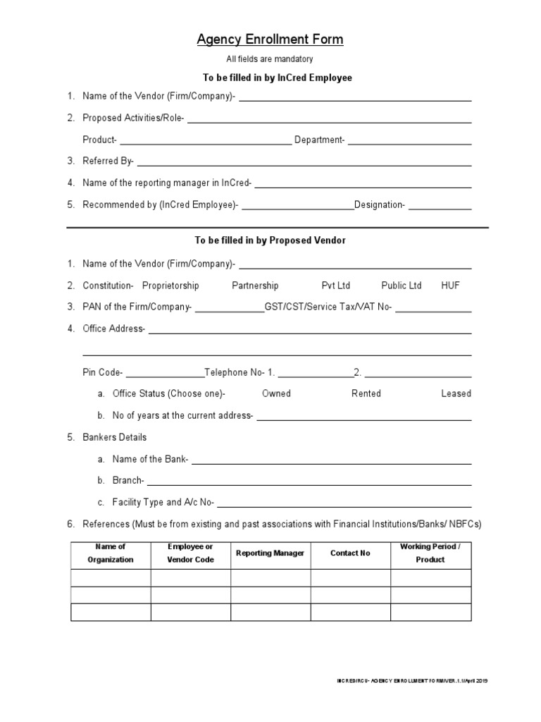 Agency Enrollment Form | PDF | Economies | Government Finances