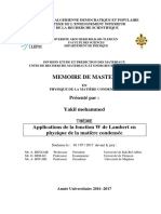Applications de La Fonction W de Lambert en Physique de La Matiere Condensee