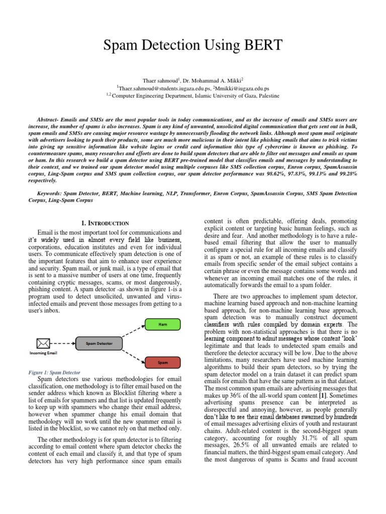 BERT-Based Spam Detection with Corpora | PDF | Email Spam | Machine ...