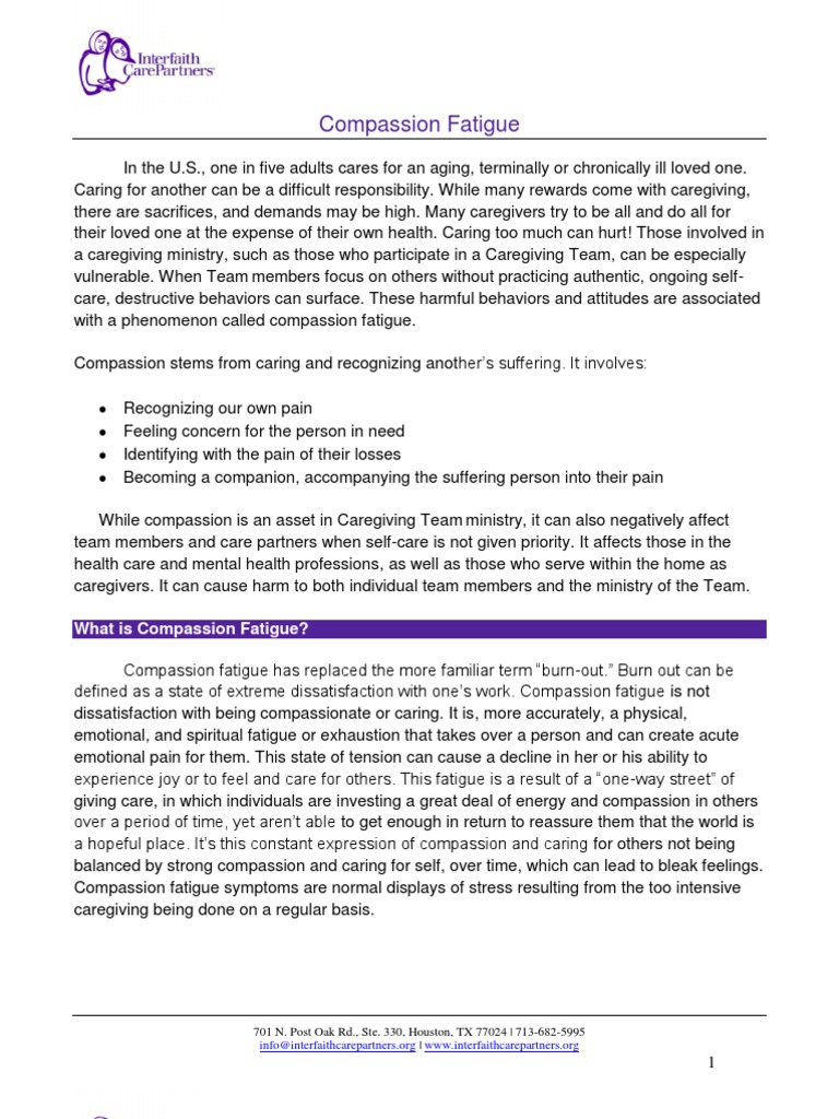 Compassion Fatigue Web Pdf Caregiver Compassion