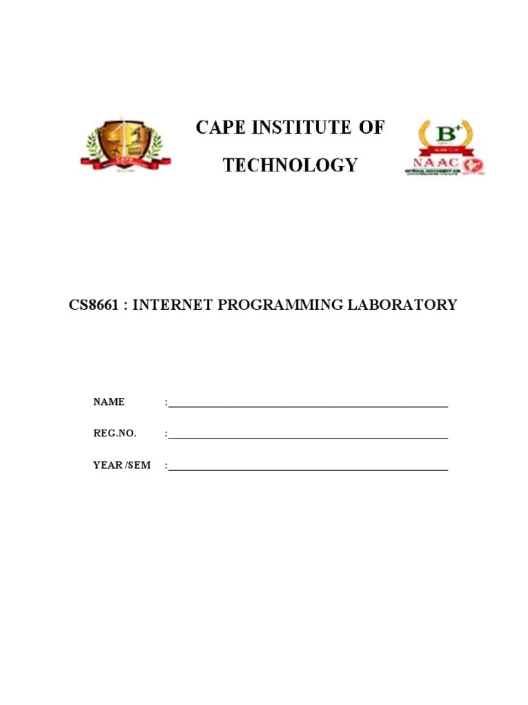 Cs8661Ip Lab Manual PDF World Wide  & 