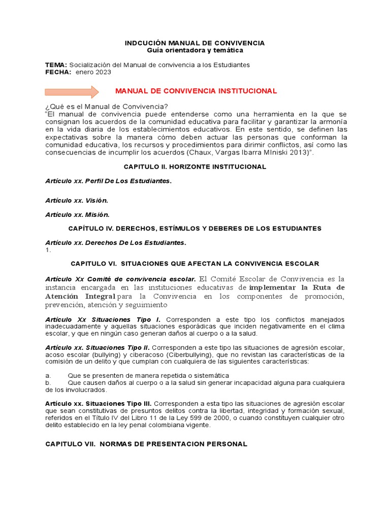 Manual de Convivencia Escolar 2023 | PDF | Ciencias sociales