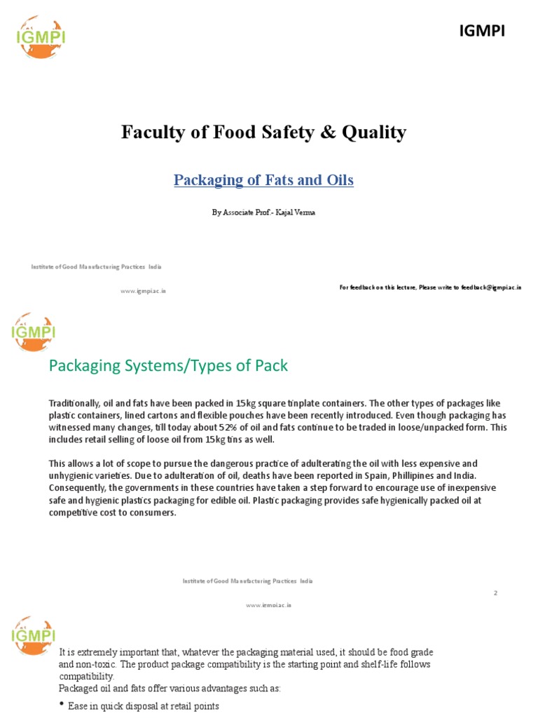 Edible Oil Packaging Methods and Materials | PDF | Polyethylene | Nylon