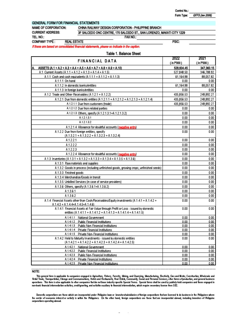 GFFS General-Form Rev-20061 | PDF | Revenue | Financial Economics
